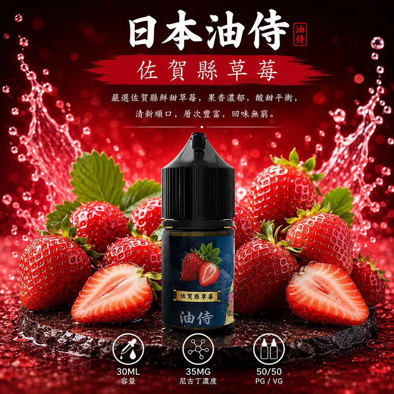 日本油侍 佐賀縣草莓電子果汁 30ML/35MG 日本油侍煙油 佐賀縣草莓口味
